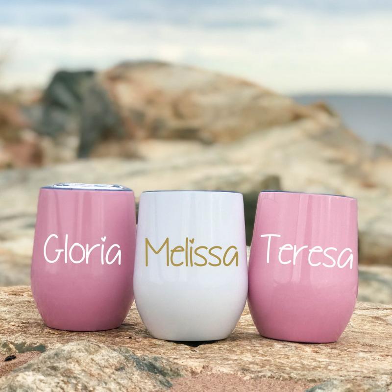 

Party Decoration Personalized Wine Tumbler Christmas Gifts Bachelorette Wedding Gift Sippy Glass Stemless Cup Bridesmaid