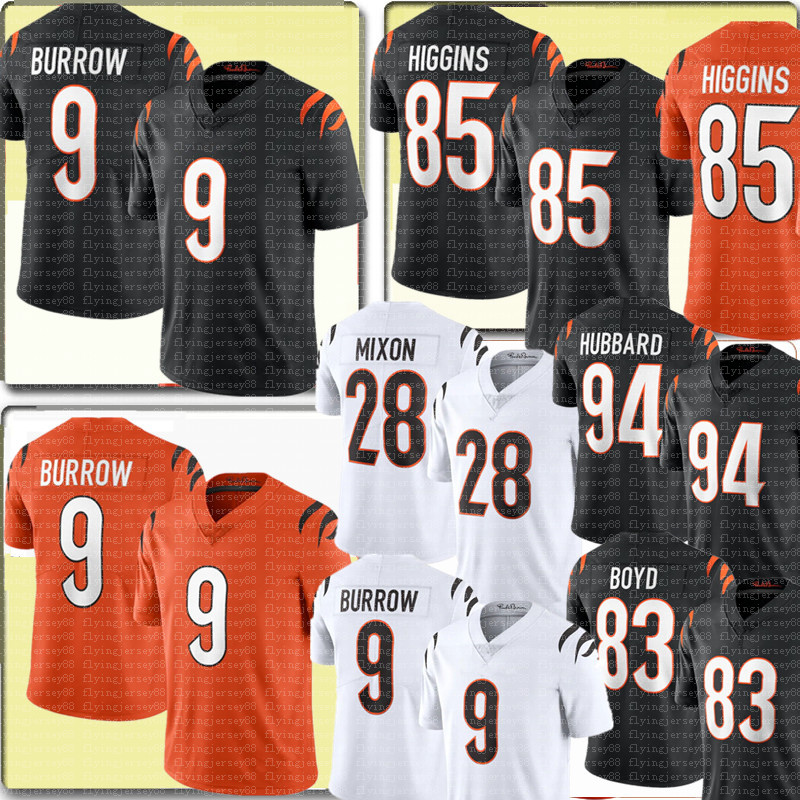 

9 Joe Burrow Jersey 85 Tee Higgins 28 Joe Mixon Jersey 83 Tyler Boyd 94 Sam Hubbard Football Jerseys 2021, 2020