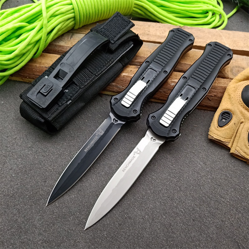 

BENCHMADE BM 3310 Automatic Knife Infidel Out the front Double Action Auto (3.95" Satin Plain)3310BK D2 Steel Tactical 3300 3320 3350 knives