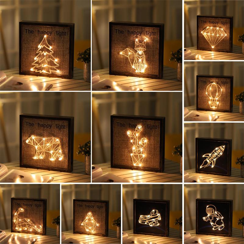 

Night Lights Restoring Ancient Plastic Po Frame Coloured Table Lamp Space Animal Botany Living Room Decorate Modelling Light Gift