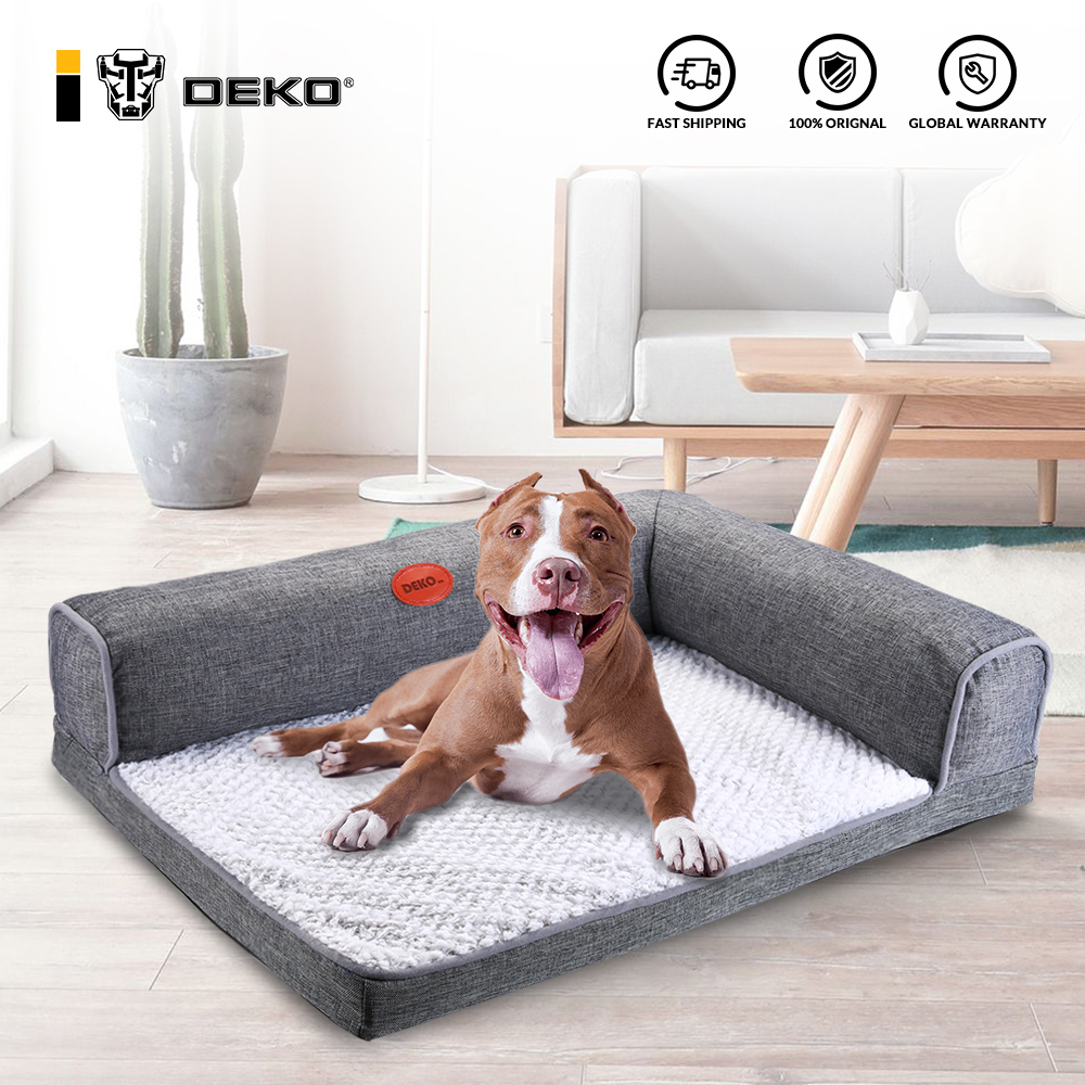 

DEKO Dog Sofa Bed Soft Waterproof Warm Cushion Cat House Bed Puppy Seeping Hondenmand Cushion Mat Pet pies, L-shaped dog bed