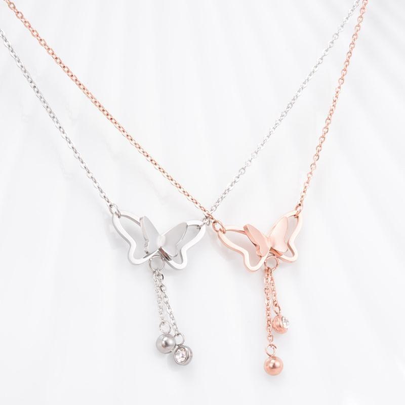 

Necklace 1pc Rose Gold Silver Color Crystal Butterfly Pendant Choker For Women Good Quality Short Jewelry Selling Chains