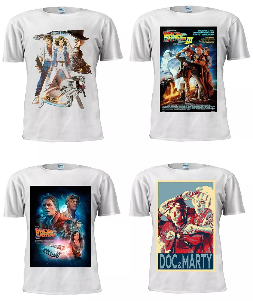 

back to the future classic movies doc marty t shirt men women white tee 1, White;black