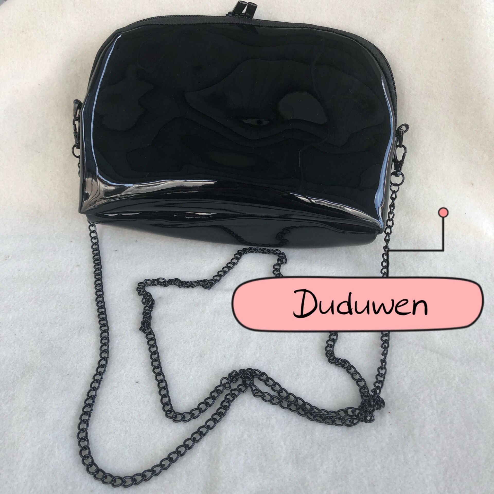 

23X16X5cm fashion glossy bag C quilted with strap black classic makeup comsetics storage case, Blue;pink