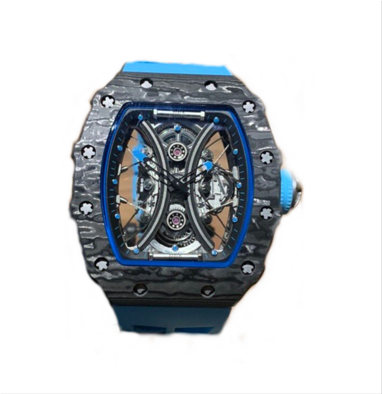 

Men's watch luminous carbon fiber shell through anti glare mirror suspension hollow imported mechanical movement, natural tape 43mm, Customize