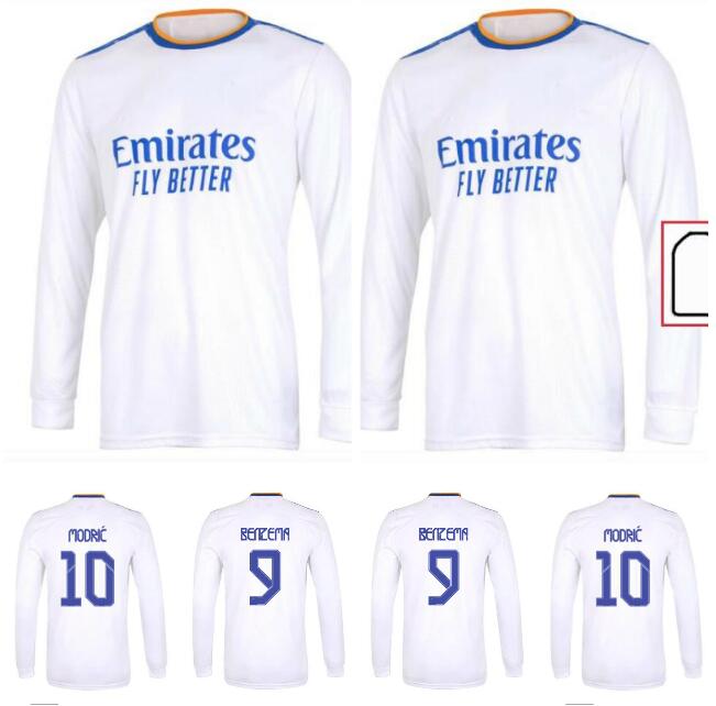 

2021 2022 Real Madrid soccer jersey long sleeve Maillots de football shirts 21 22 home away third fourth camiseta BENZEMA SERGIO RAMOS uniforms, Black;yellow