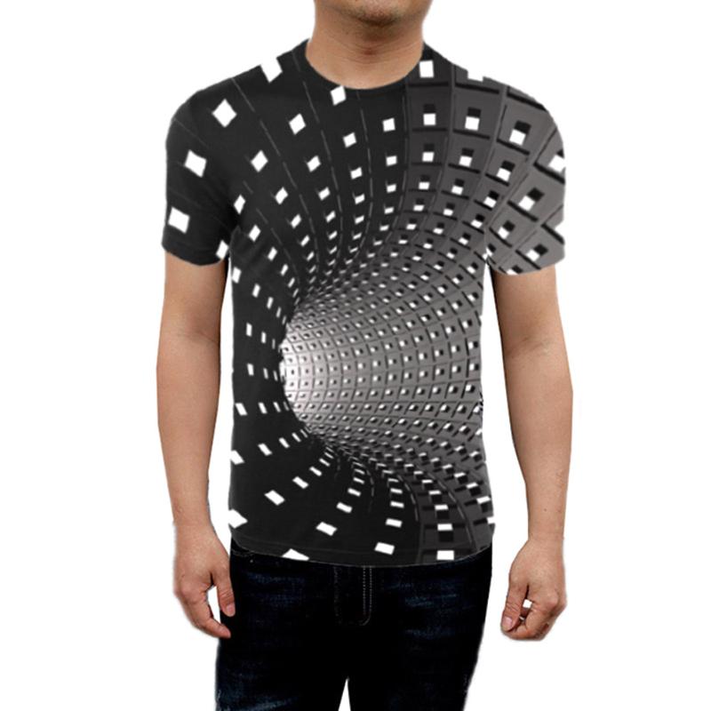 

Men' T-Shirts Men Women Short Sleeve T-Shirt 3D Swirl Print Optical Illusion Hypnosis Tee Tops SER88, Black