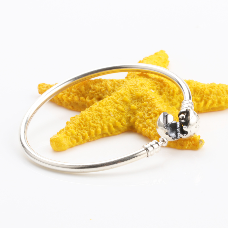 

2021 New Female 925 Sterling Silver bracelet Bangle with LOGO Engraved for PB0008 European Charms and Lovers DIY Jewelry Making