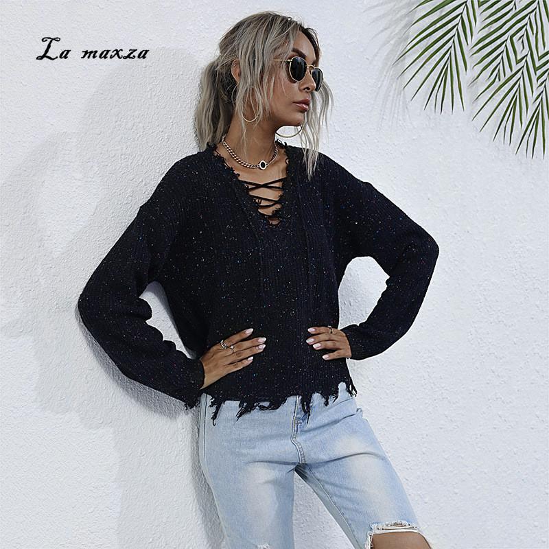 

Women' Sweaters Fashion Tassel Sequin Women Sweater 2021 Winter Casual V-neck Long Sleeves Knitted Pullovers, As pic