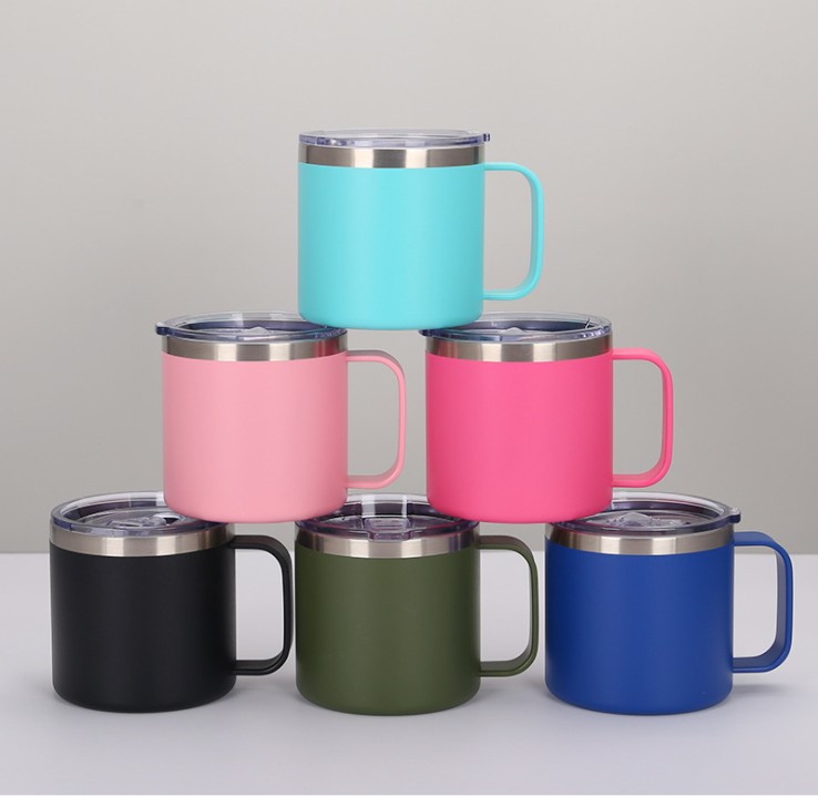 

10 colors 14 oz Mugs stainless steel coffee Cup Vacuum Double layer Beer Insulated 14oz Cups With Lid 10-Colors by DHL, Multi-color