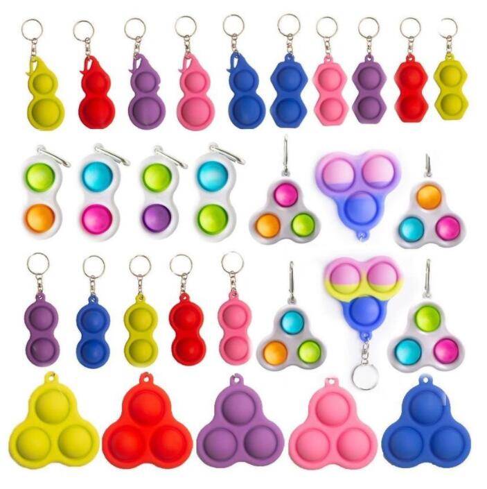 

1pc Sensory Toys Adult Kids Push Pop Fidget Collectable Simple Dimple Key Ring 2 Balls Keychain Stress Relief Vent Toy Bag Pendants Finger fy4491