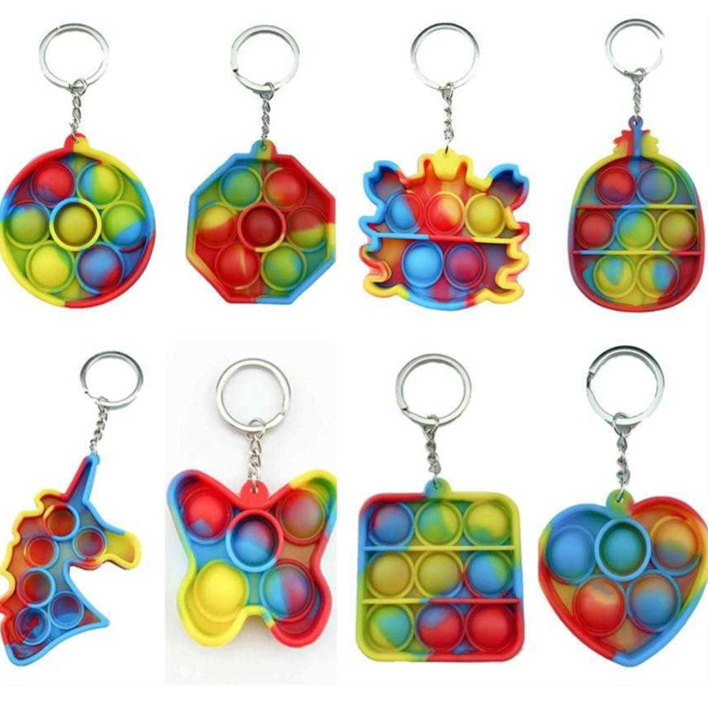 

Fidget Toys Key Chain Bubble Pop Poo Its Keychain Pioneer Puzzle Silicone Decompression Anti Stress Relief Finger Toy Ball Funny DHL Ship