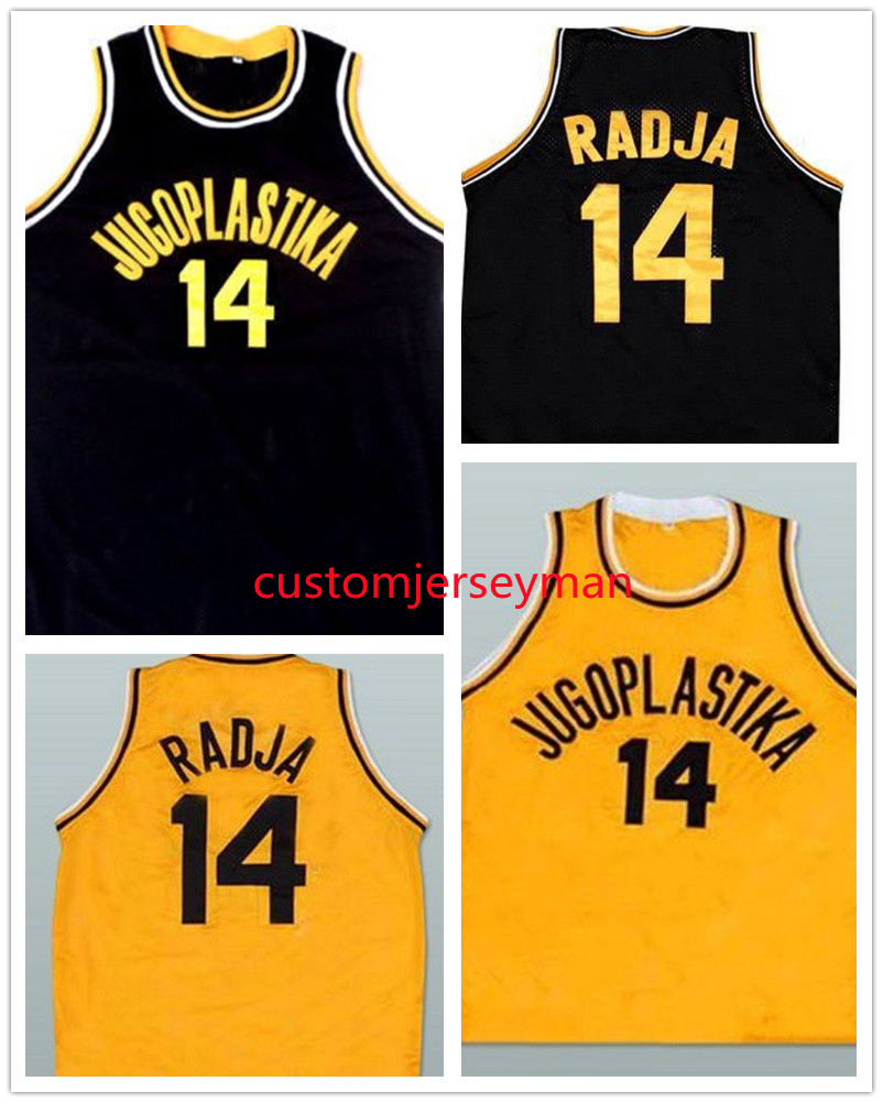 

Dino #14 Radja Jugoplastika jerseys throwback Mens Stitched jersey retro Custom made size -5XL, Yellow