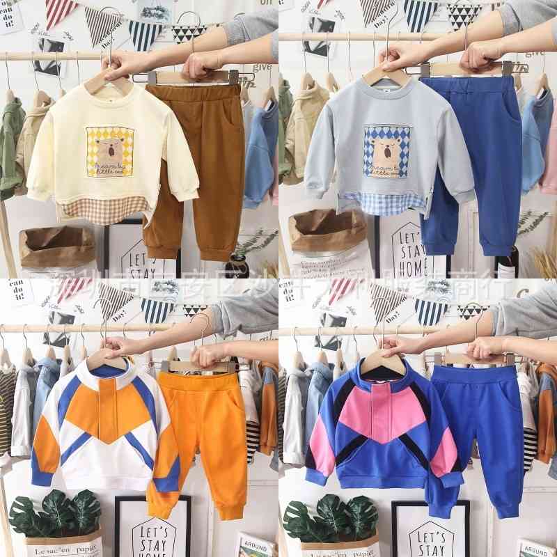 

Autumn winter long sleeve round neck Plush Sweater Set Boys' and girls' new sports two-piece set children's wear