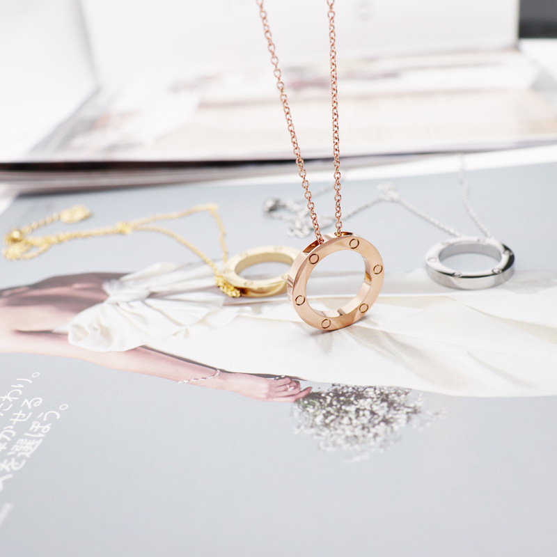

High Polished Stainless Steel Luxury Pendant Necklaces Ring With/Without Diamond Love Necklace 3 Colors Gold Plated Classic Style Women Designer Jewelry
