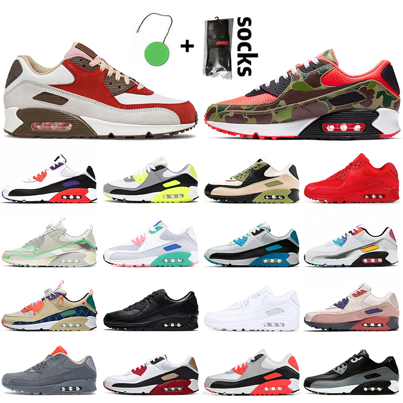 

2021 Fashion Women Mens 90 Running Shoes NRG Bacon Camo Mesh Triple White Black Photo Blue Cool Grey OG Volt Sports Trainers Sneakers, A32 camowabb 40-46