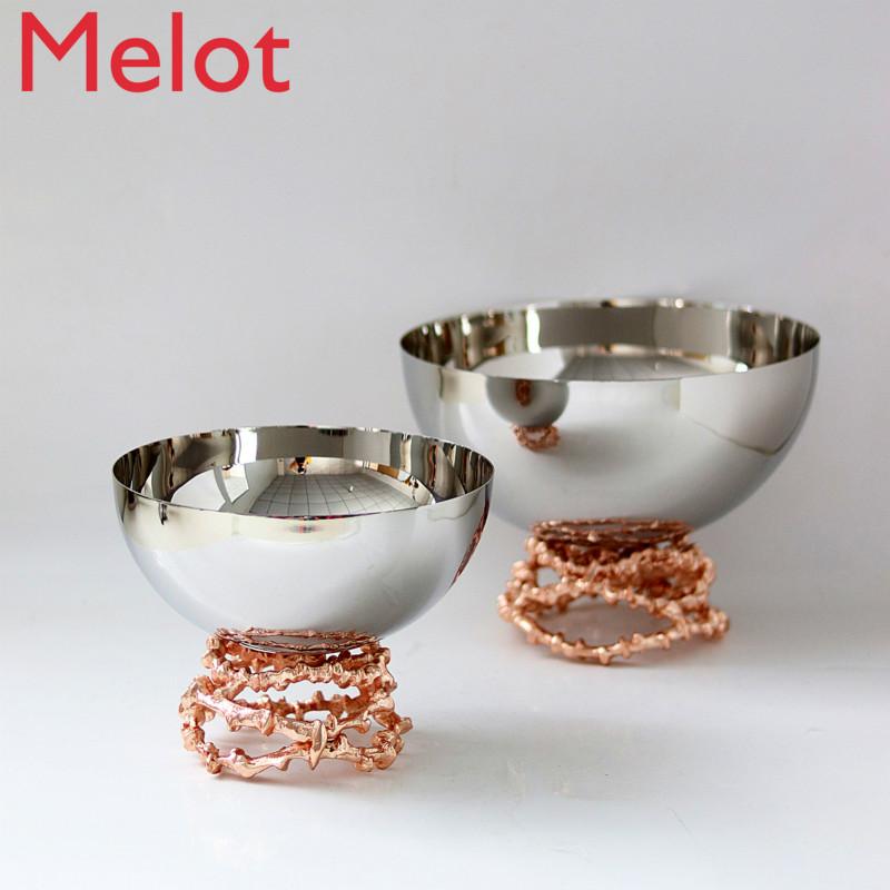 

Hand-Painted Stainless Steel Tall Fruit Bowl Soft Sample Room Decoration Personalized Creative Design Bowls