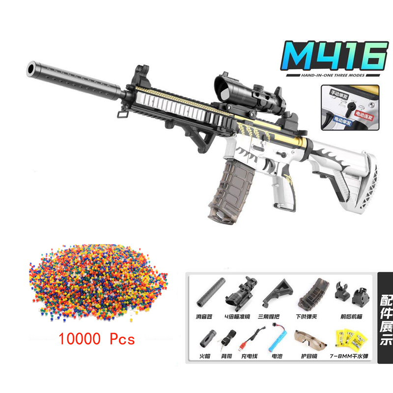 

M416 Water Bullet Ball Gel Toy Gun Electric Automatic For Boys Colorful Shooting Paintball Outdoor Game Props CS Fighting