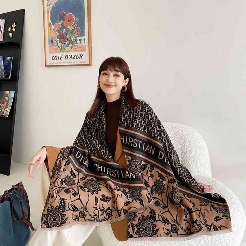 

Design Scarf new letter double-sided two-color cashmere shawl women's fashion brand net red warm Bib