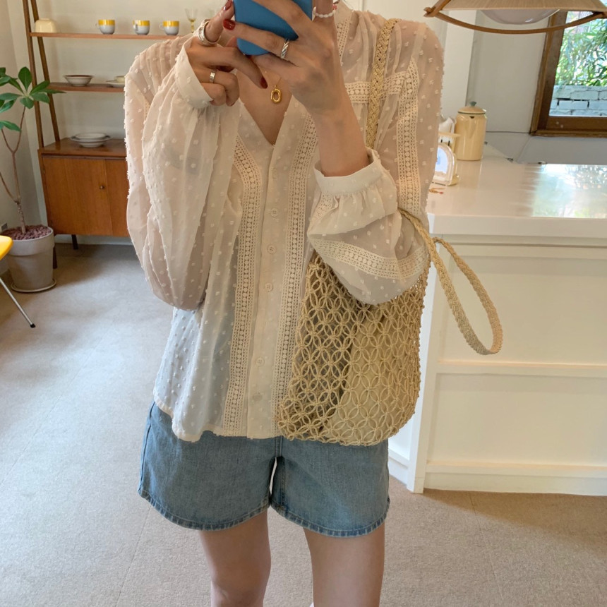 

ZAWFL Women Shirts Ulzzang Japanese Kawaii Ladies Vintage Hollow Lace Loose Shirt Female Korean Harajuku Cute Clothes For 210525, Picture color