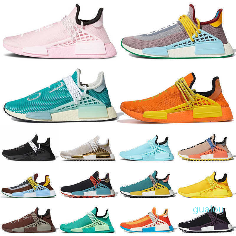 

fashion-pharrell williams nmd human race mens Women\rrunning shoes hu bright yellow chocolate dash green solar pack womens men trainers outd, Black