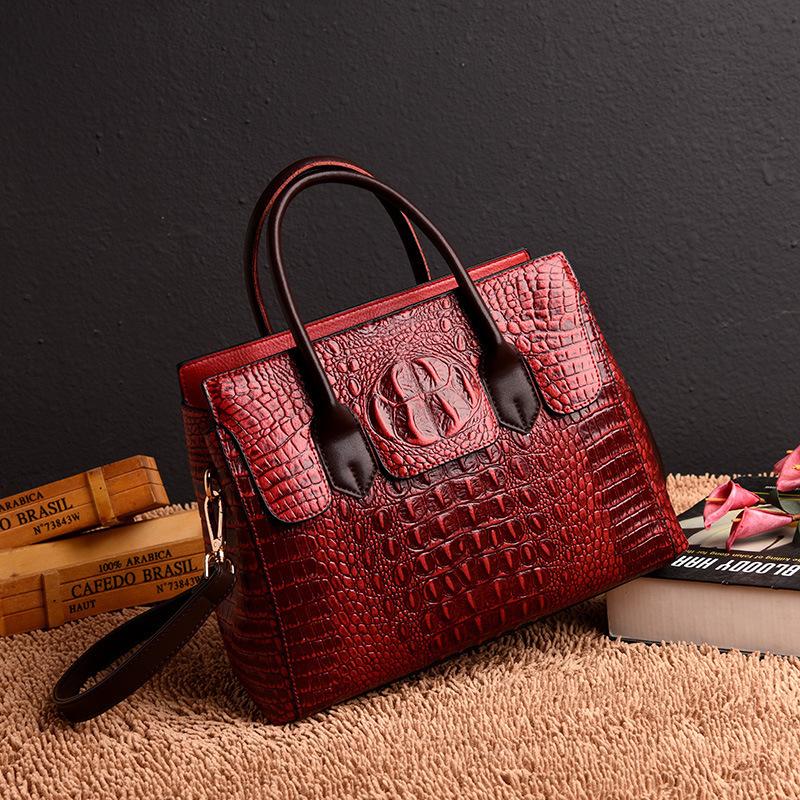

New Vintage Alligator Genuine Leather Ladies Handbags Women Bags Woman Shoulder Bag Female Bolsas factory price, As pic