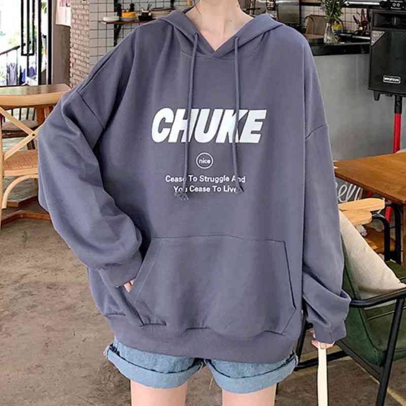

Korean Hoodies Women Pullover Hooded Oversized Sweatshirt Thin Loose Letter Print Womens Hoodie All-match Leisure Simple Trendy 210603, Apricot