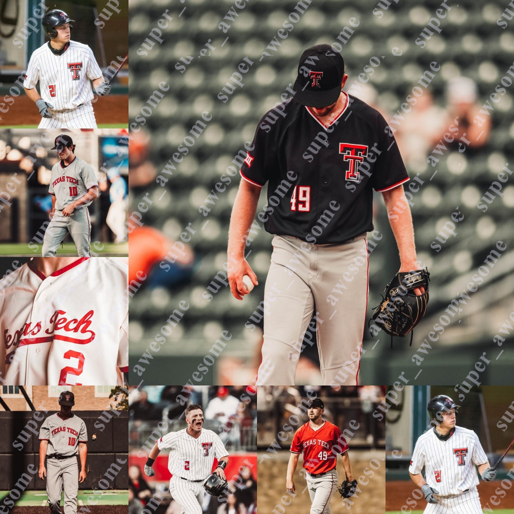 

Texas Tech Baseball Jersey Jace Jung Cal Conley Braxton Fulford Nate Rombach Cole Stilwell Cody Masters Dru Baker Patrick Monteverde Josh Tomlin, Red