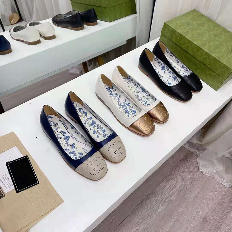 

2021 spring and Autumn New Retro gentle temperament color matching round head flat bottom shallow mouth single shoes women, Blue