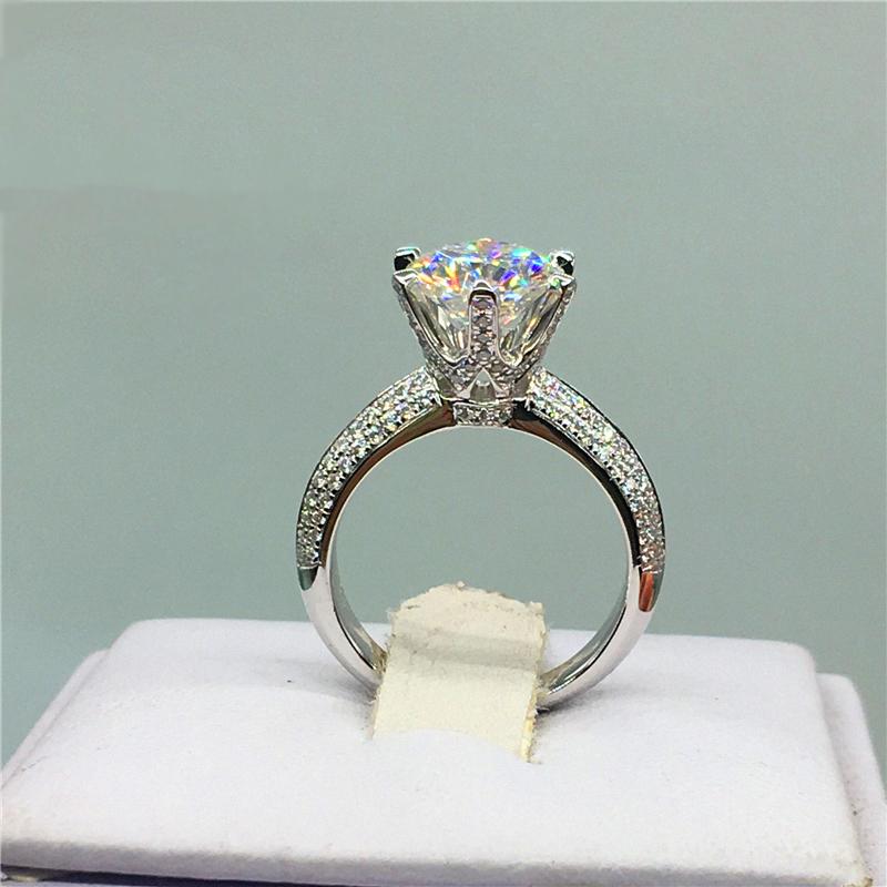 Cluster Rings Luxury Solid 925 Silver Ring 2.0ct Zirconia Diamond Engagement Wedding For Women 18K Gold Jewelry-image-706503185