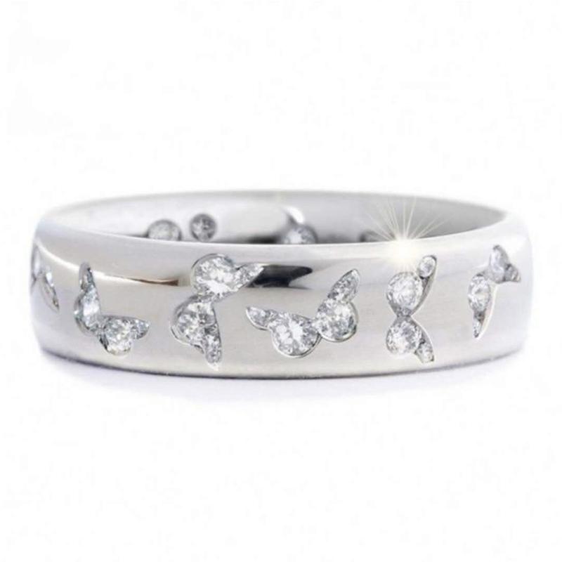 

Cluster Rings Fashion Butterfly Shining Crystal Zircon Ring For Women Accessories Jewelry Wedding Band Party Birthday Gifts Luxury