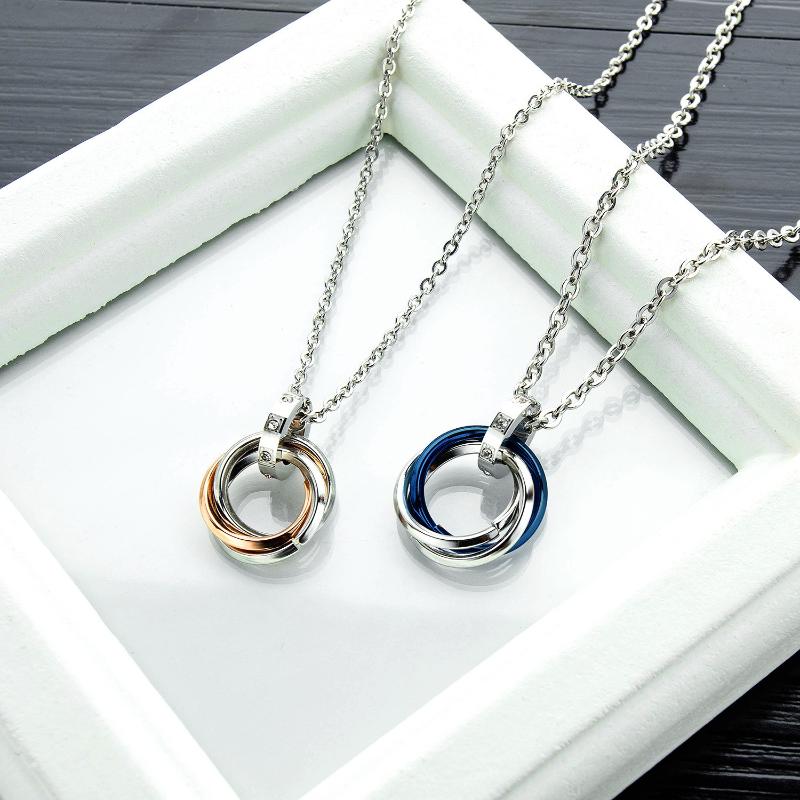

Pendant Necklaces JIALY 2021 Arrival Fashion Women Circle Necklace Punk Link Chain Cubic Zirconia Round Party