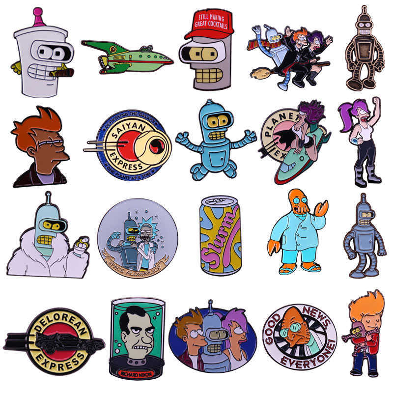 

Comedy Comic Movies TV Futuramas Lapel Pins Backpack Jeans Enamel Brooch Pin Women Fashion Jewellery Gifts Cartoon Badges H1018