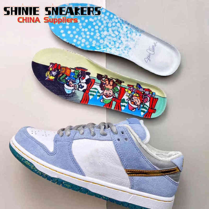 

Sean Cliver x SB Pro QS Low Winter Valentine's Day Skateboard Shoes Men White Psychic Blue Metallic Gold Zapatos DC9936-100 36-47, Bubble wrap packaging