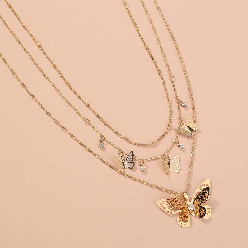 

Chokers Wholesale Fashion Necklace Jewelry Multi-Layer Butterfly Exquisite Hollow Pendant