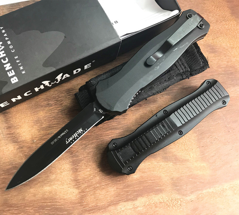 

2021new bench3300 camping hunting automatic knife CNC all black t6061 aluminum handle pocket knife / high quality