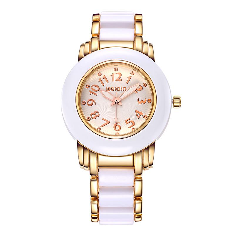 

Wristwatches 2021 Top Brand Fashion Business Ladies Watch Stainless Steel Dial Waterproof Quartz Bracelet Relogio Feminino, White