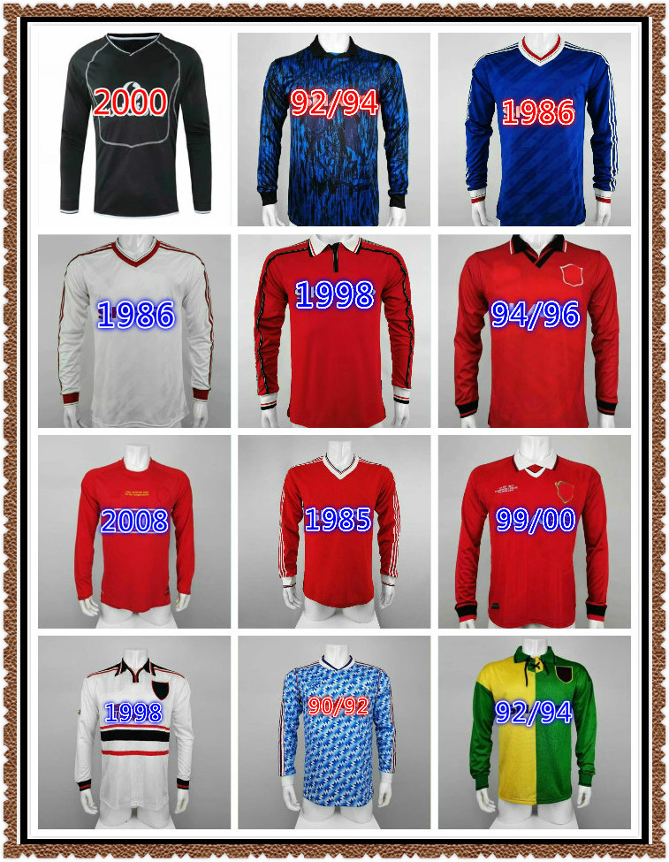 

Manchester Long sleeve 1986 1988 MAN retro soccer jersey GIGGS RONALDO BECKHAM CANTONA ROONEY SOLSKJAER 86 88 football shirt Classic, Black;yellow