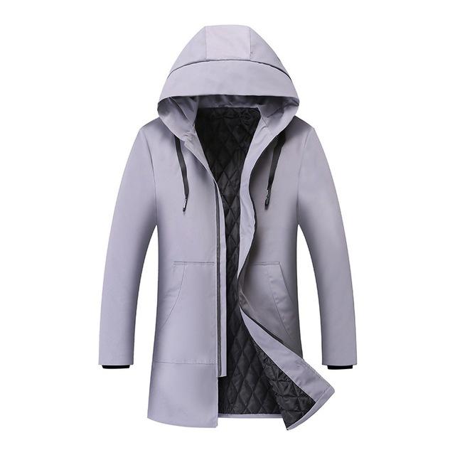 

Men's Trench Coats 2021 Winter Jacket Men Hooded Slim Korean Parka Hombre Long Coat Cashmere Mens Windbreaker Parkas Cotton Youth Clothing, Black