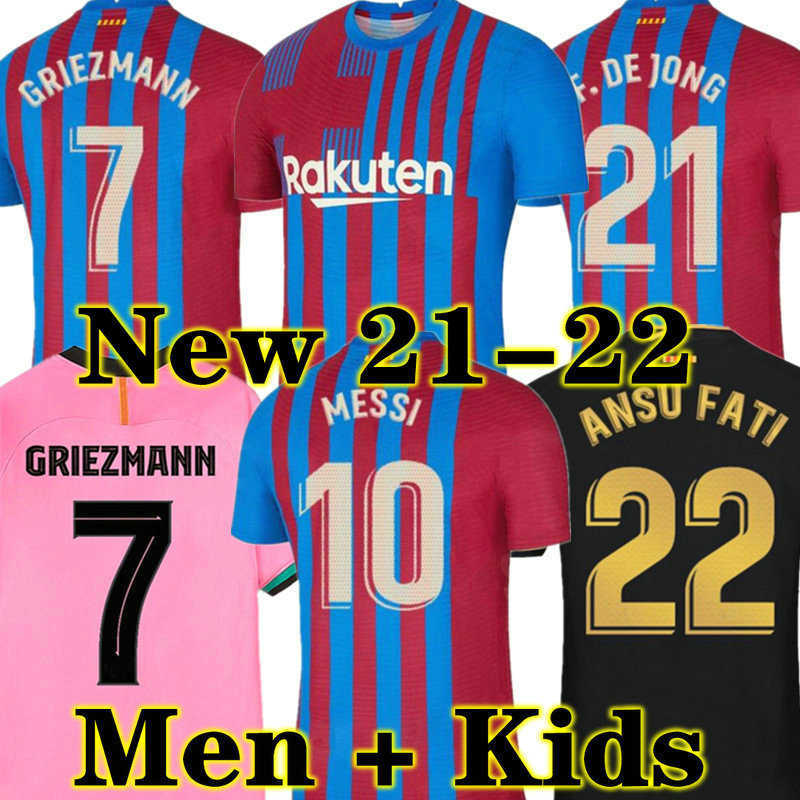 

KUN AGUERO 2021 2022 MESSI ANSU FATI Sports soccer jersey 20 21 GRIEZMANN DE JONG PJANIC COUTINHO Football shirt BARCELONA adult Men kids, 20 21 4th