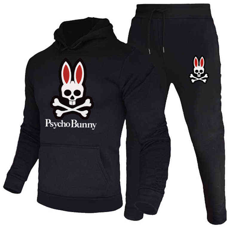 

2021 Men Tracksuits Male Hoodies and Pants Long Sleeve Psycho Jogging Suits Bunny Streetwear Athletic Sets Autumn, Gray