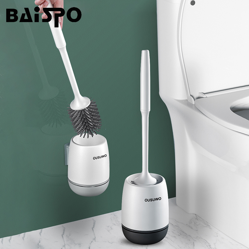

BAISPO TPR Soft Toilet Brush Household Wall-mounted or Floor-standing Cleaning Brush Bathroom Accessories Cleaning Products