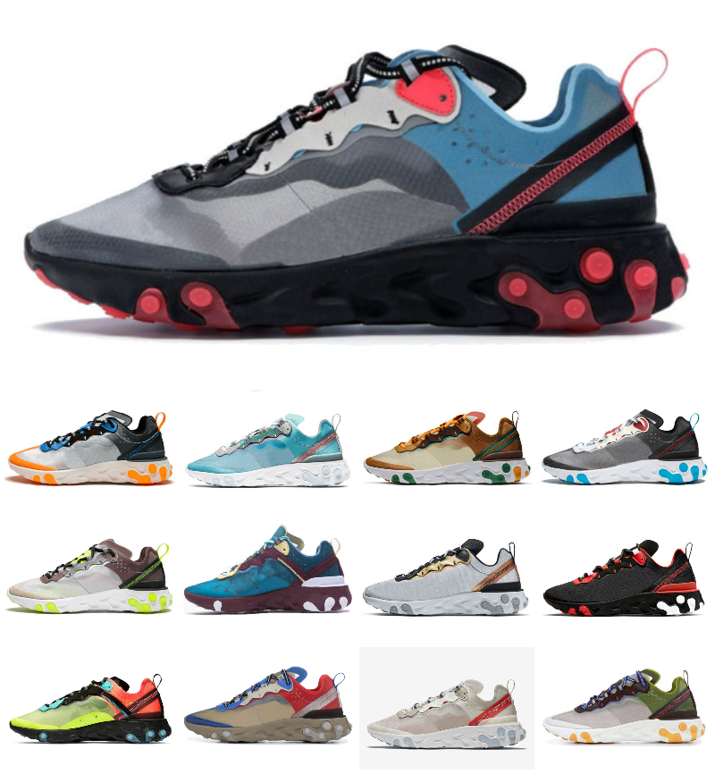 

Fashion react vision element 55 87 mens womens running shoes Photon Dust Triple Black White schematic Moss Volt Racer Pink Game Royal outdoor sport trainers sneakers, Bubble package bag