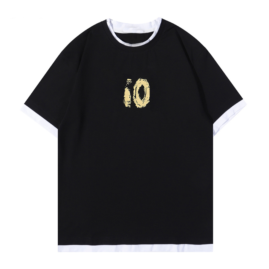 21ss Brief Druck T-shirt Männer Frauen Schwarz Weiß Sommer Mode Beiläufige Straße Kurzarm Close Designer Designer Graffiti Streifen Baumwolle Ärm-image-726998643