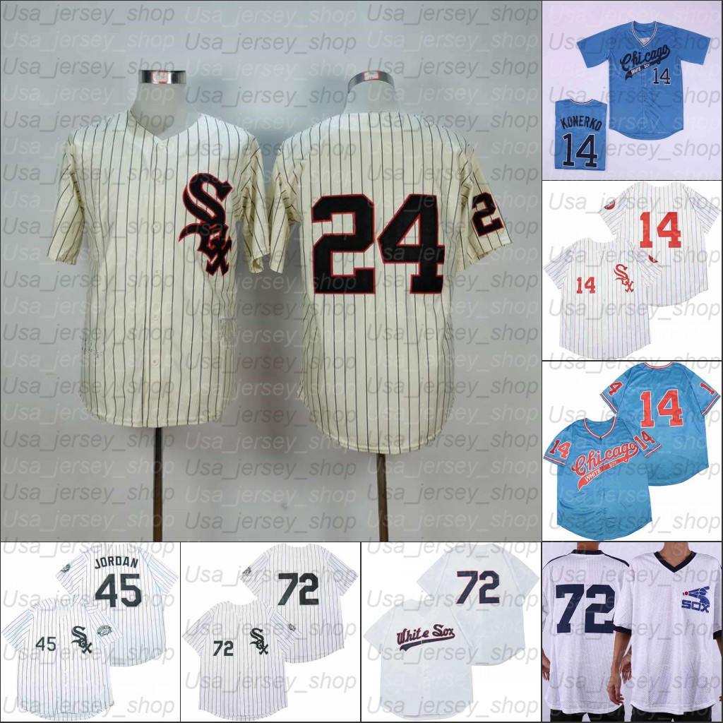 

Retro Baseball 1960 1968 and 1993 Home Jersey 45 JOROAN 14 KONERKO 24 WYNN 11 APARICIO WHITE BLACK, As photo