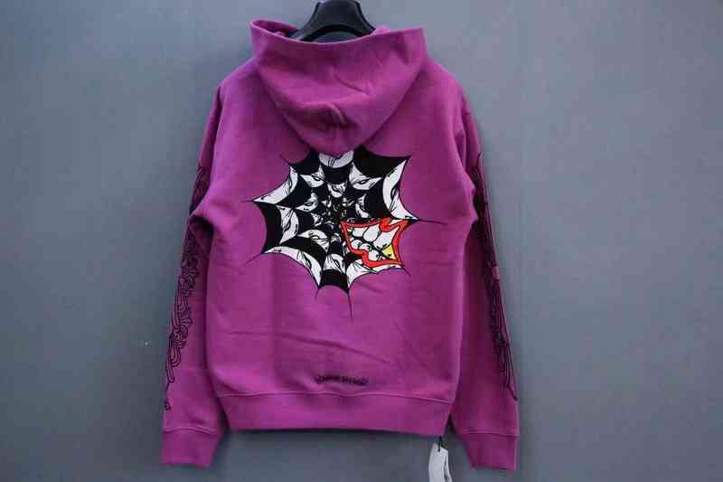 

2021 crogao Street ch purple graffiti spider web print loose hooded Plush thickened long sleeve sweater