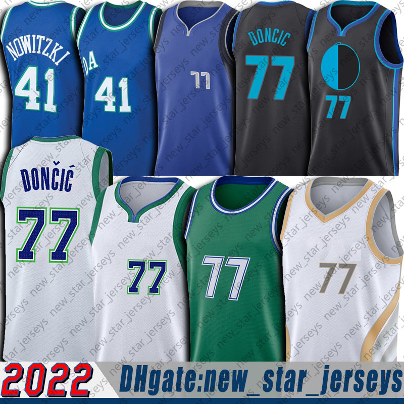 

Luka 77 Basketball Doncic Jersey Throwback Dirk 41 Nowitzki Jerseys 2022 City Uniform 75th Anniversary