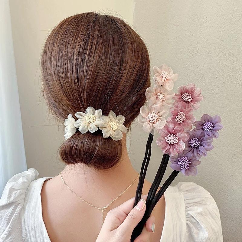 

Hair Accessories Pearls Magic Bun Maker Hairbands Donut Pearl Flower Bands Fashion Girls DIY Hairstyle Headband Tools