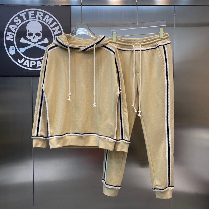

Designer 2021 new women's two-piece pants Autumn and winter tide sportswear fashion Korean embroidered ribbon casual hoodie, Beige