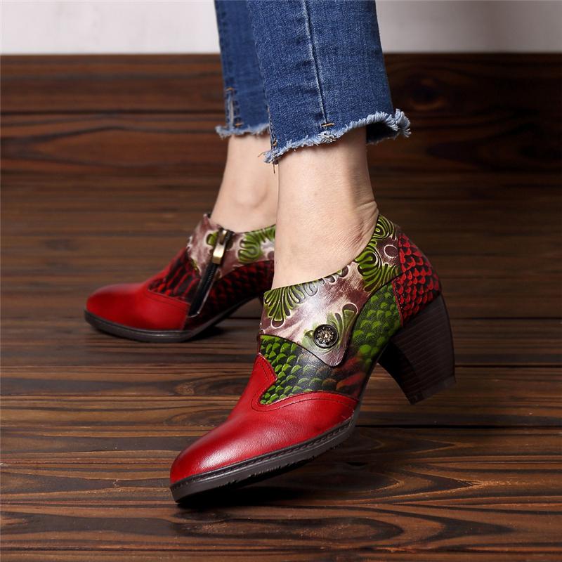 

Women Genuine Leather Pumps Oxford Ladies Shoes With Heels Woman Luxury Casual 2021 Design Dress, Red